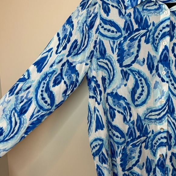 Rose + Olive Women's Blue Button Shirt Fashion Art to Wear Lightweight - Picture 6 of 9